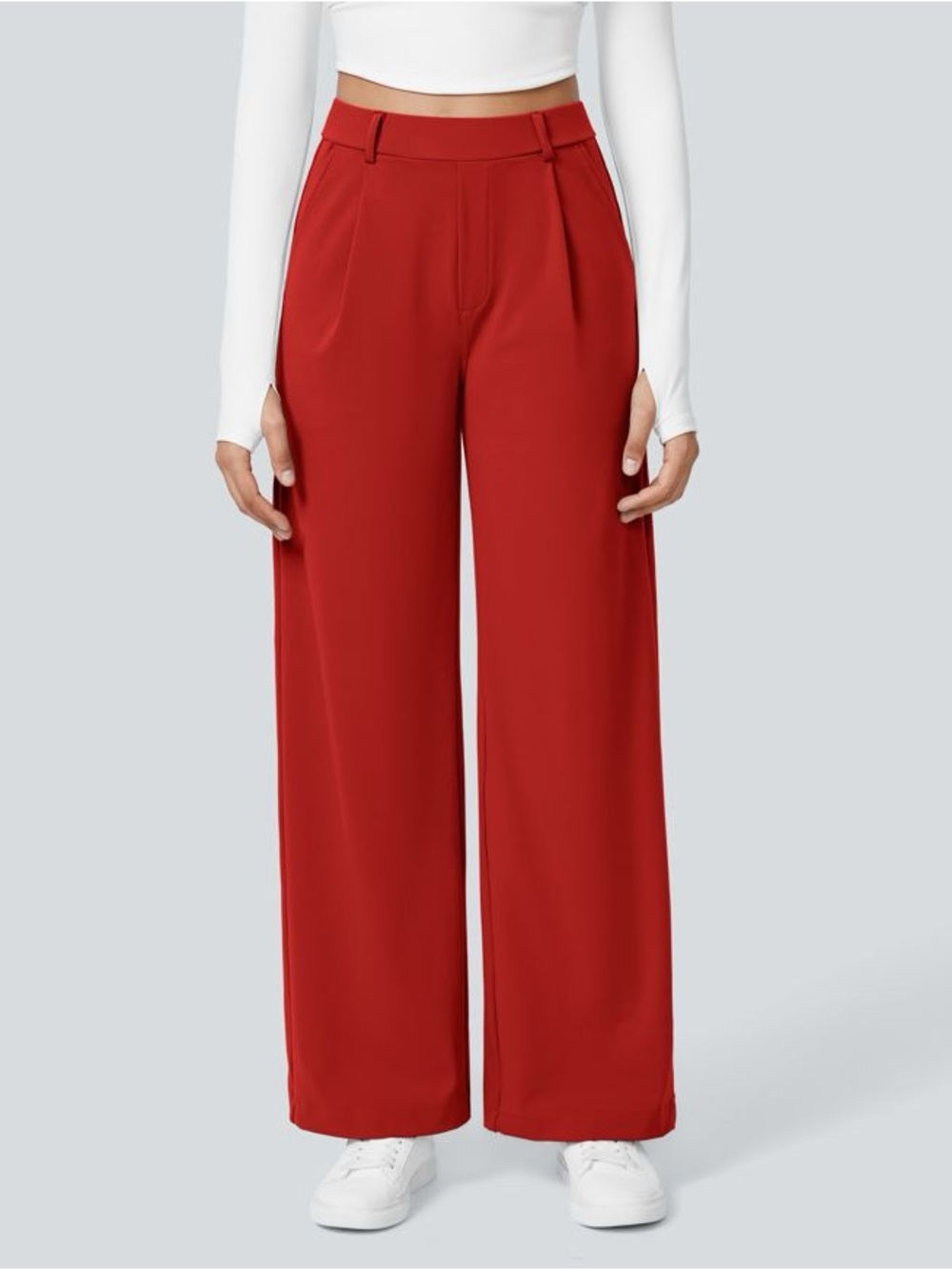 Halara Flex™ DayStretch High Waisted Pocket Straight Leg Work Pants in Red